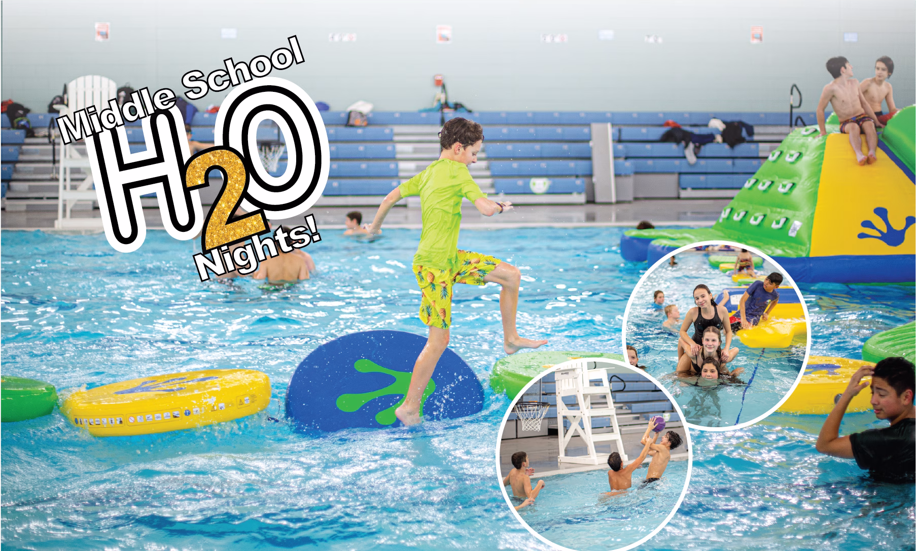 Kids on wibits in indoor pool